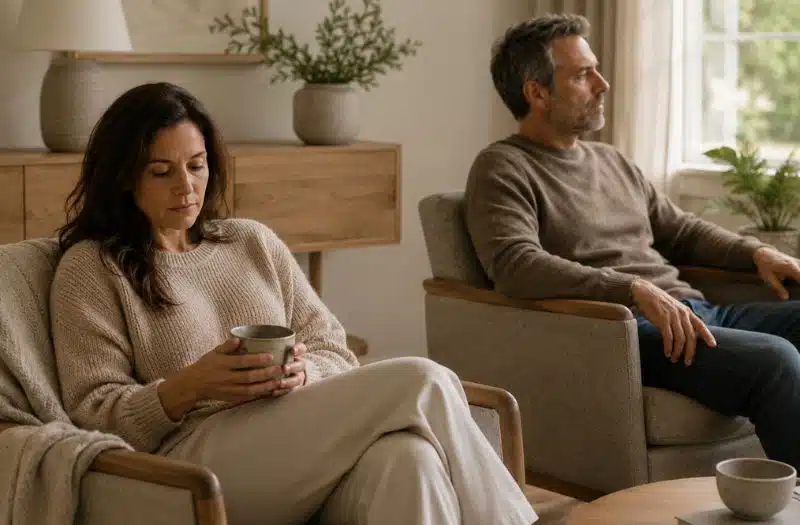 Pareja tensa que necesita asistir a un psicólogo online
